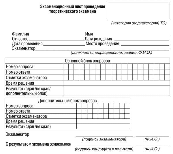 купить лист сдачи теоретического экзамена ПДД в Хакасии Республике